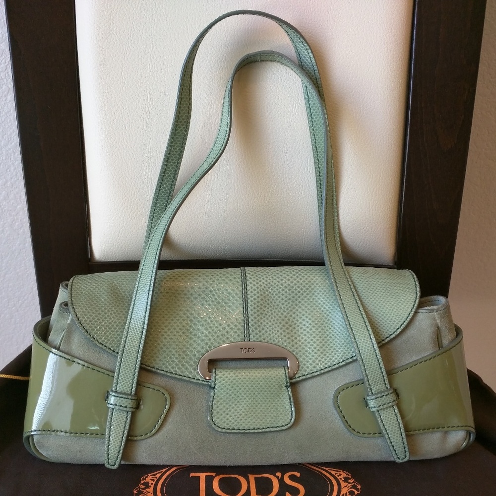 Tod's Soft Green Three Leathers Shoulder Bag